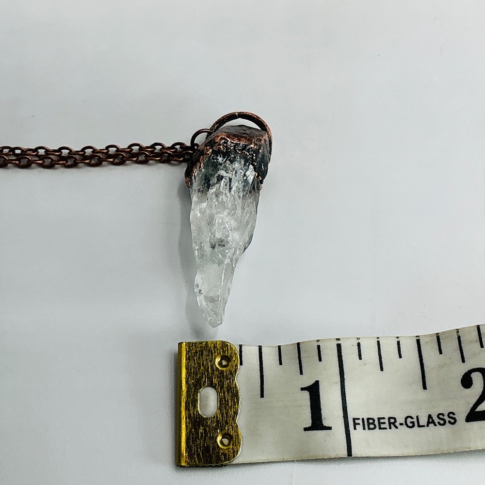 Copper Necklace Quartz Crystal Gem Stone Handmade Jewelry Pendant 20” Chain - Picture 10 of 12